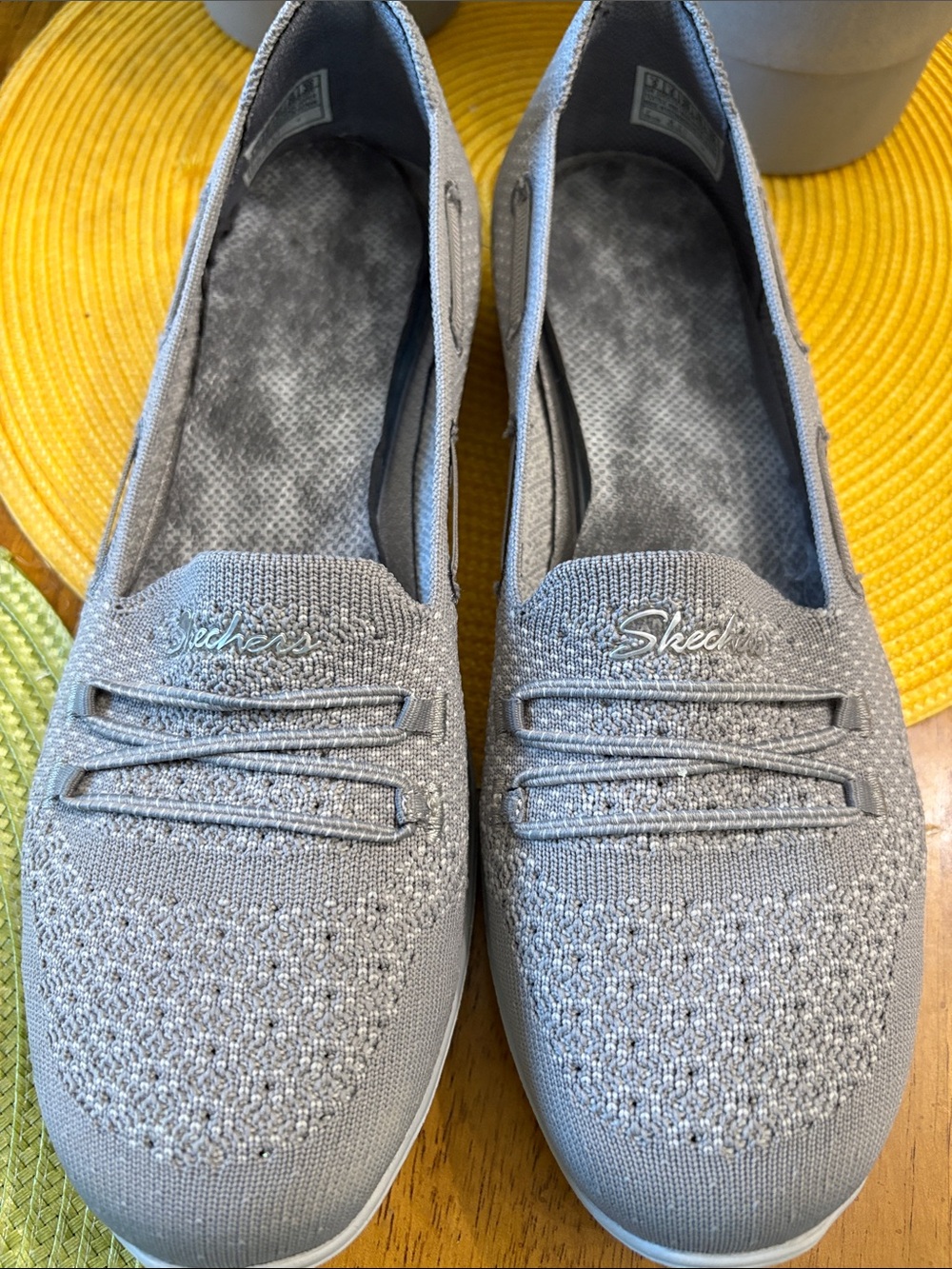 Skechers Women's Light Gray Slip-On Knit Loafers